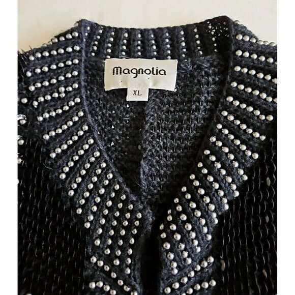 Magnolia Cardigan Womens XL Embellished Sequins Two Button Angora VTG Whimsigoth - Picture 3 of 13